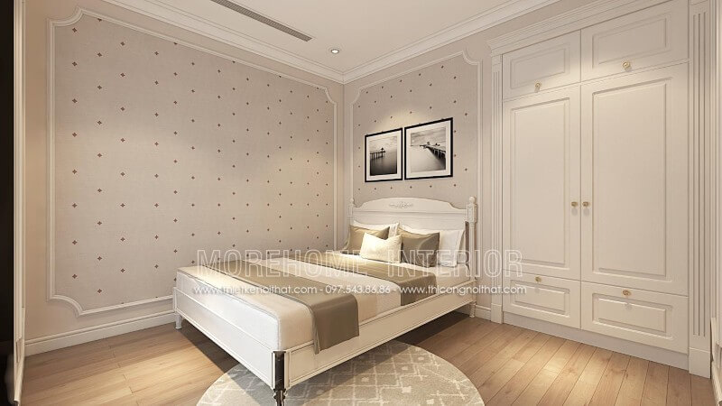 Giường ngủ chung cư tân cổ điển Giường ngủ chung cư tân cổ điển