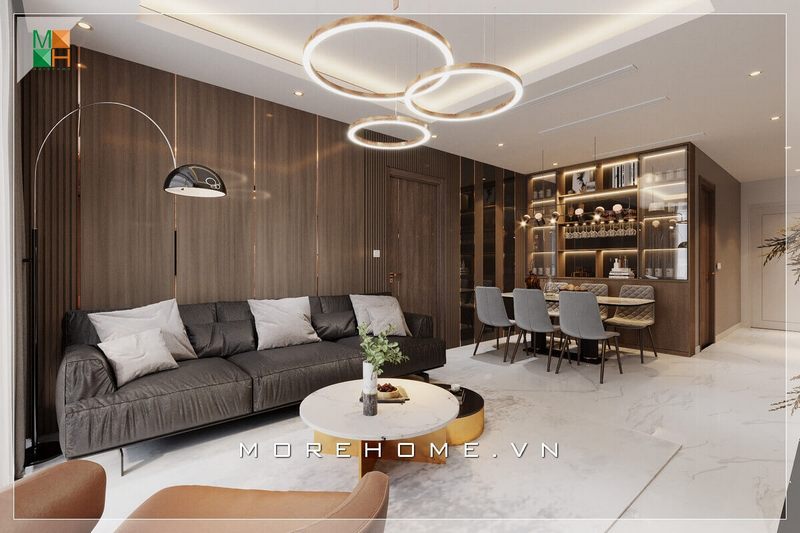 Mẫu thiết kế phòng khách liền phòng ăn cao cấp, sang trọng cho chung cư, nhà phố, biệt thự phong cách hiện đại