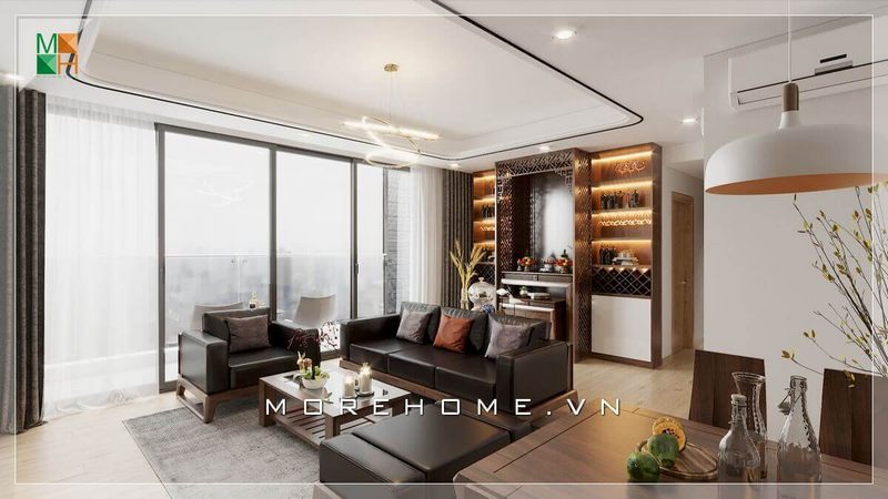 Ấn tượng với vẻ đẹp từ nội thất gỗ óc chó, mang lại sự cao cấp, sang trọng cho phòng khách của bạn